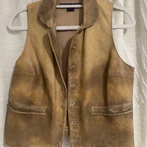 Ralph Lauren Purple Label Collection Tan Antique Leather Gilet Vest